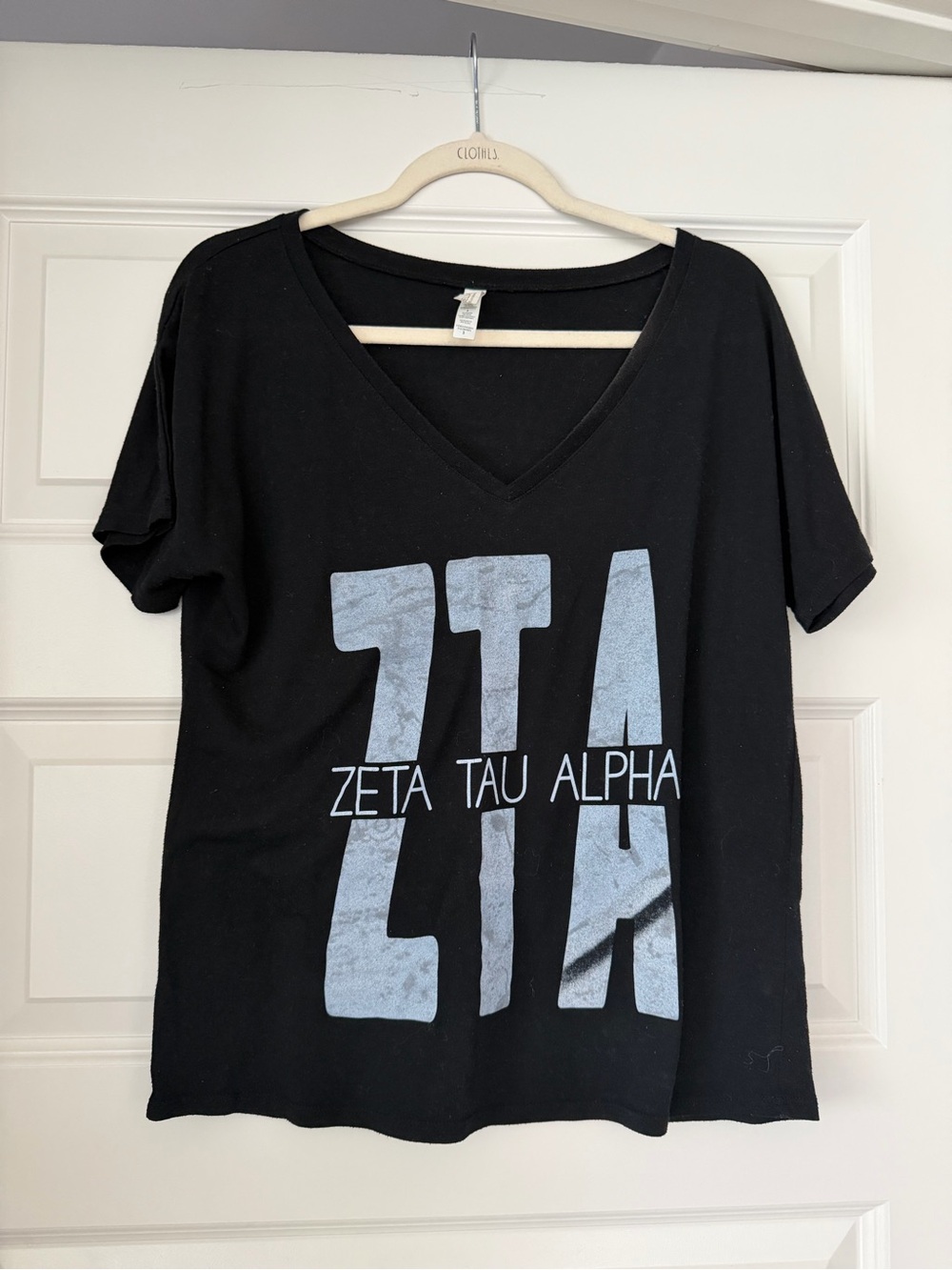 Zeta Tau Alpha Black V-Neck Short Sleeve Tee